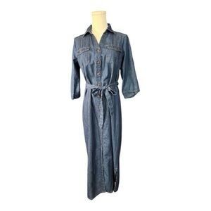 🆕 NWOT J Gee dark wash denim chambray button down dress – size M